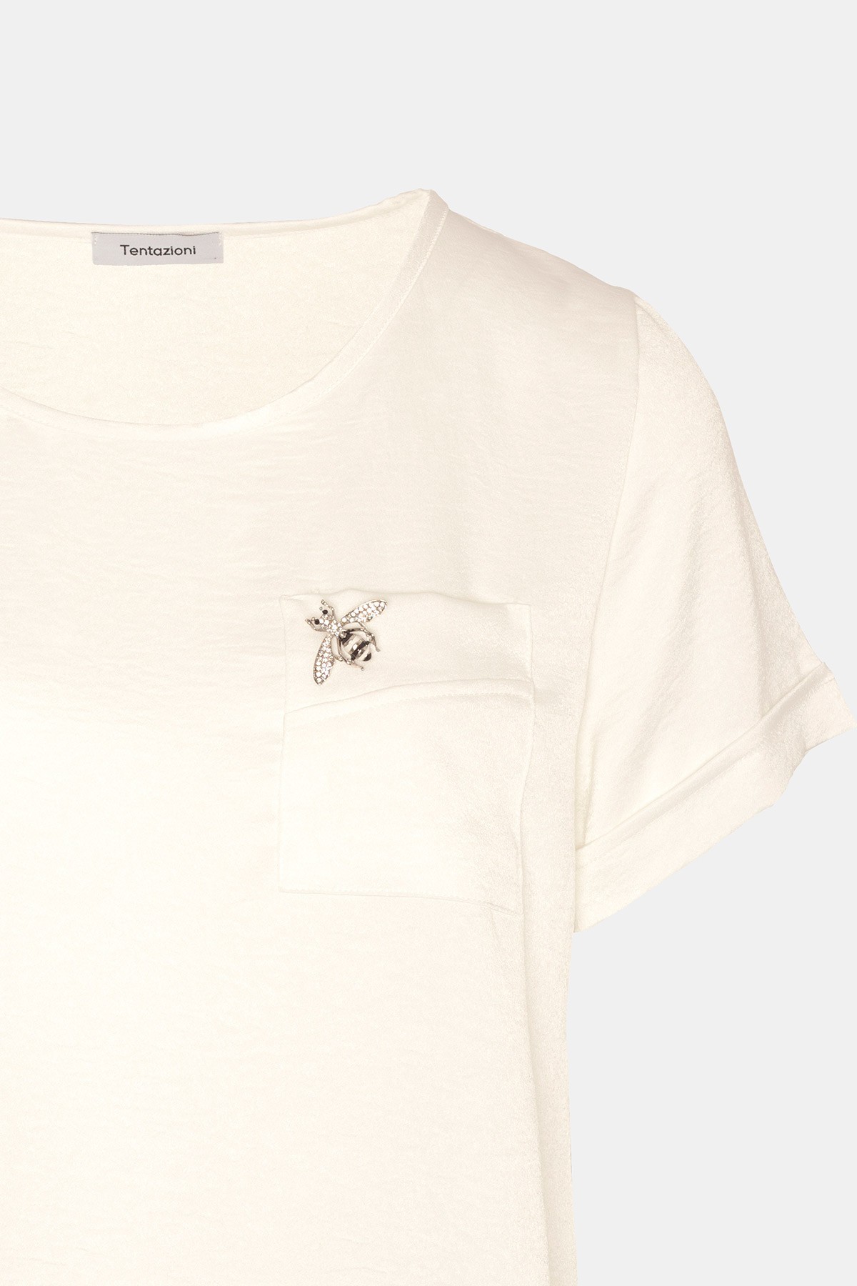 Blusa satén broche