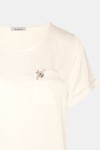 Blusa satén broche